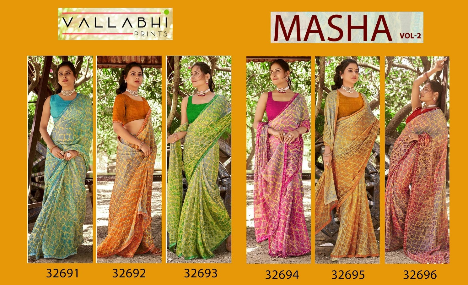 Masha Vol 2 Vallabhi Prints Georgette Sarees Supplier Gujarat