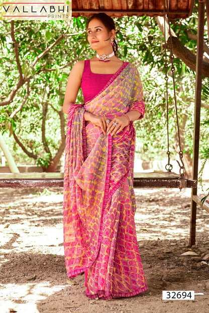 Masha Vol 2 Vallabhi Prints Georgette Sarees Supplier Gujarat