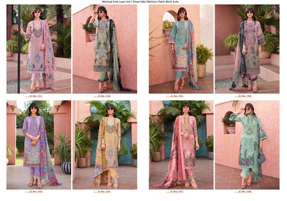Mashaal Emb Lawn Vol 1 Shree Fabs Cotton Pakistani Patch Work Suits Supplier Gujarat