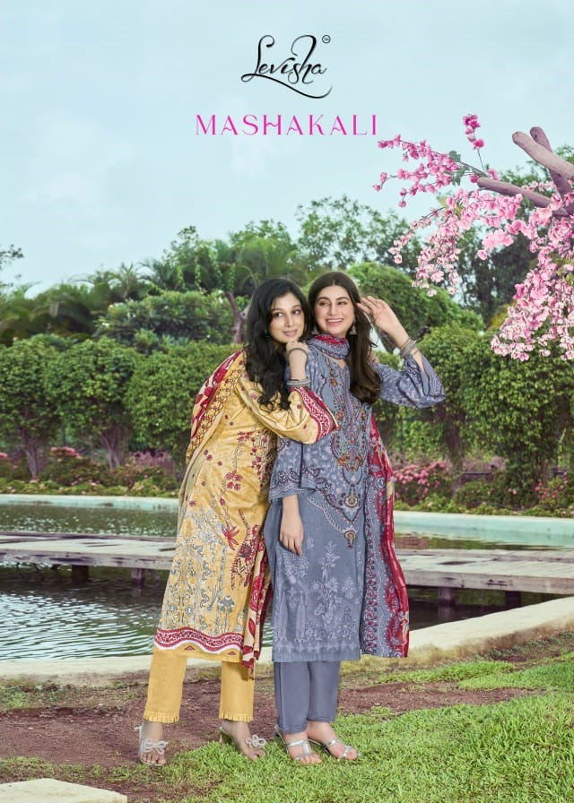 Mashakali Levisha Lawn Cotton Karachi Salwar Suits Supplier Gujarat