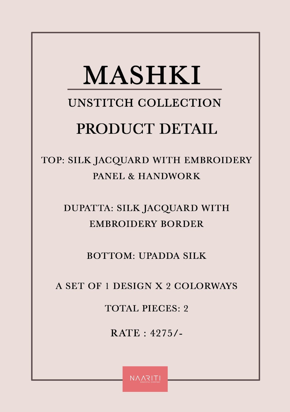Mashki Naariti Silk Jacquard Pant Style Suits Manufacturer Ahmedabad