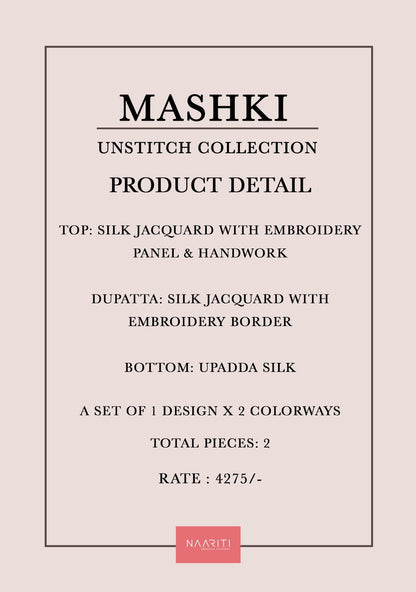 Mashki Naariti Silk Jacquard Pant Style Suits Manufacturer Ahmedabad