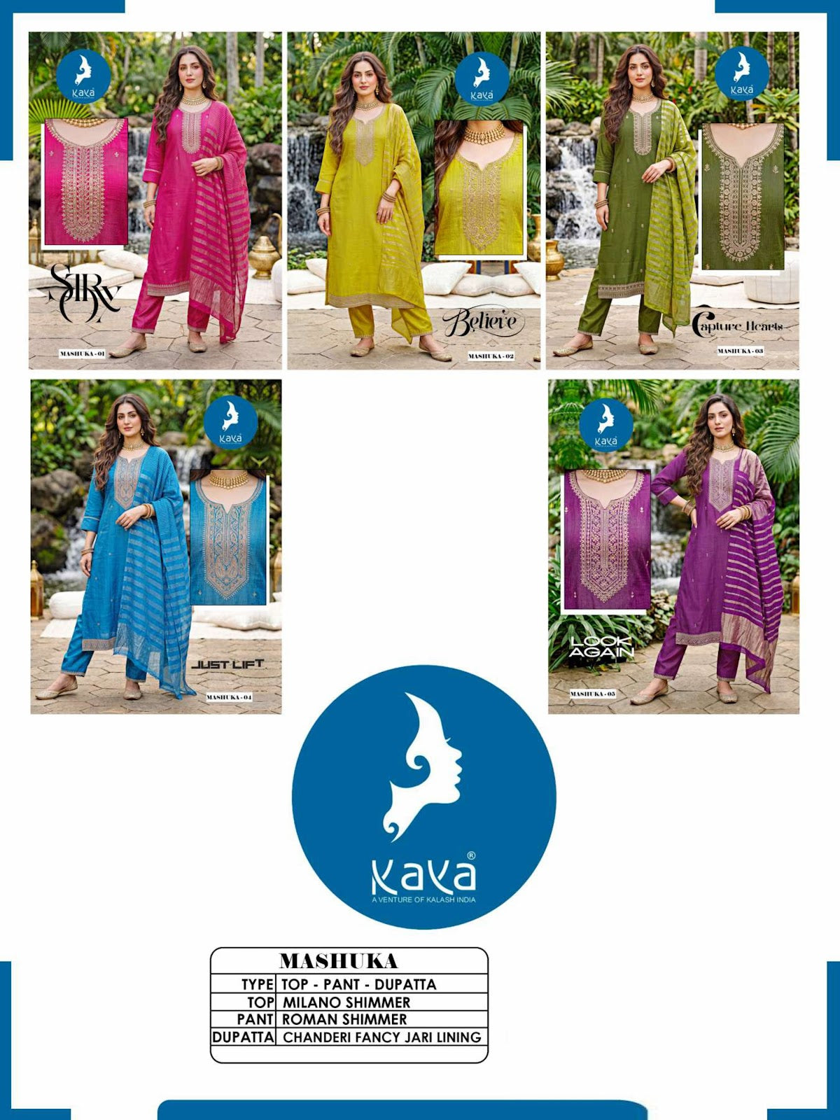 Mashuka Kaya Shimmer Readymade Pant Style Suits Supplier Gujarat