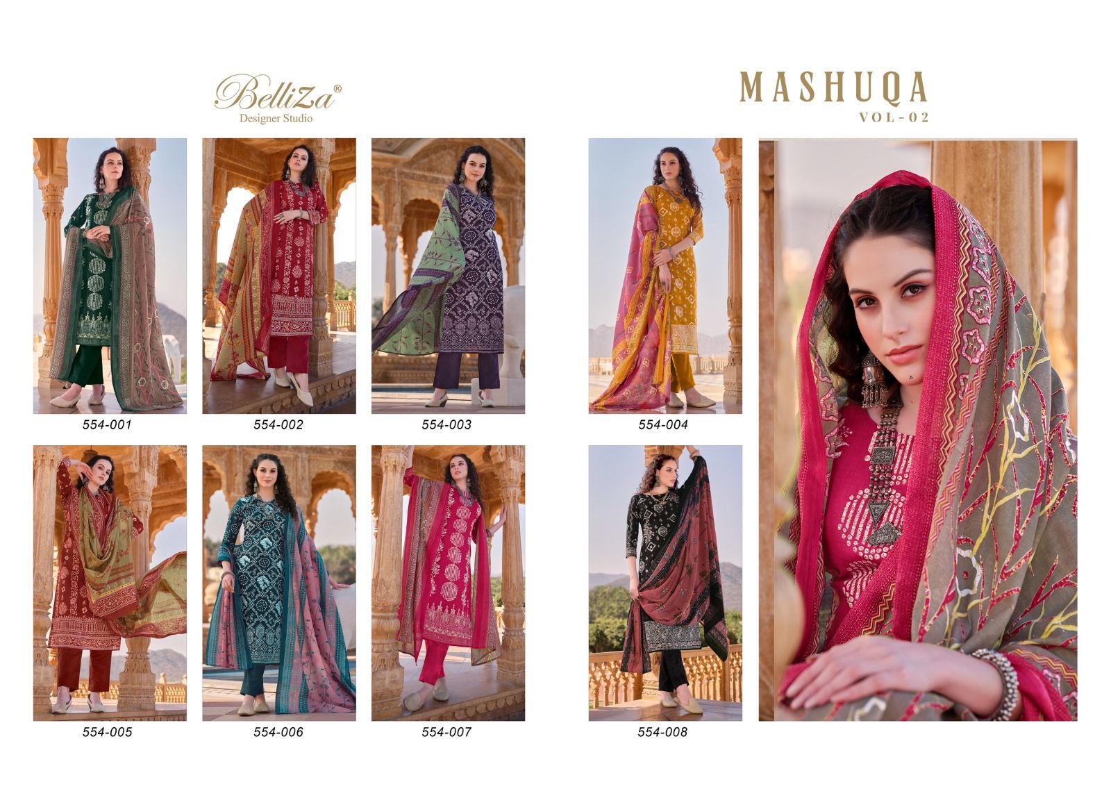 Mashuqa Vol 2 Belliza Designer Studio Pure Cotton Pant Style Suits Wholesale Price