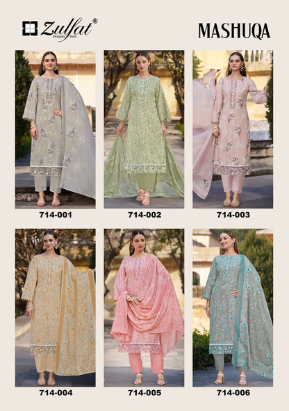 Mashuqa Zulfat Designer Cotton Karachi Salwar Suits Exporter Gujarat