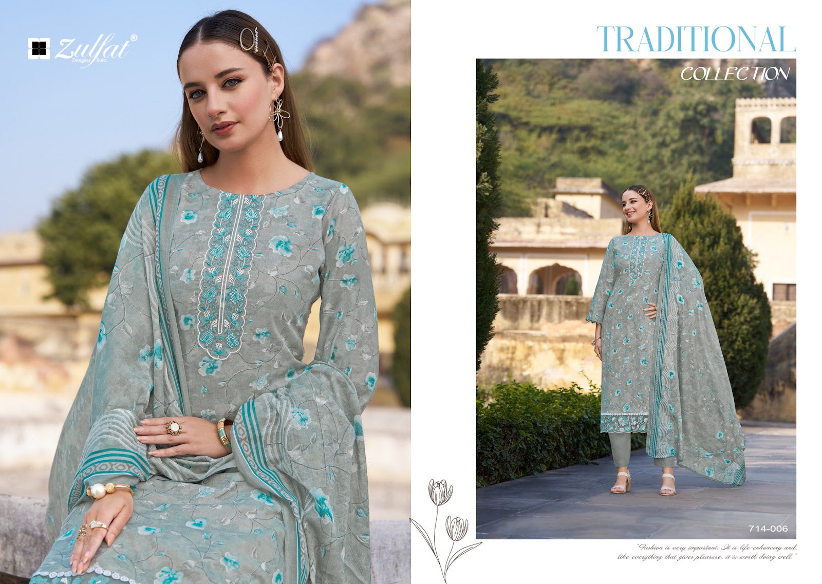 Mashuqa Zulfat Designer Cotton Karachi Salwar Suits Exporter Gujarat