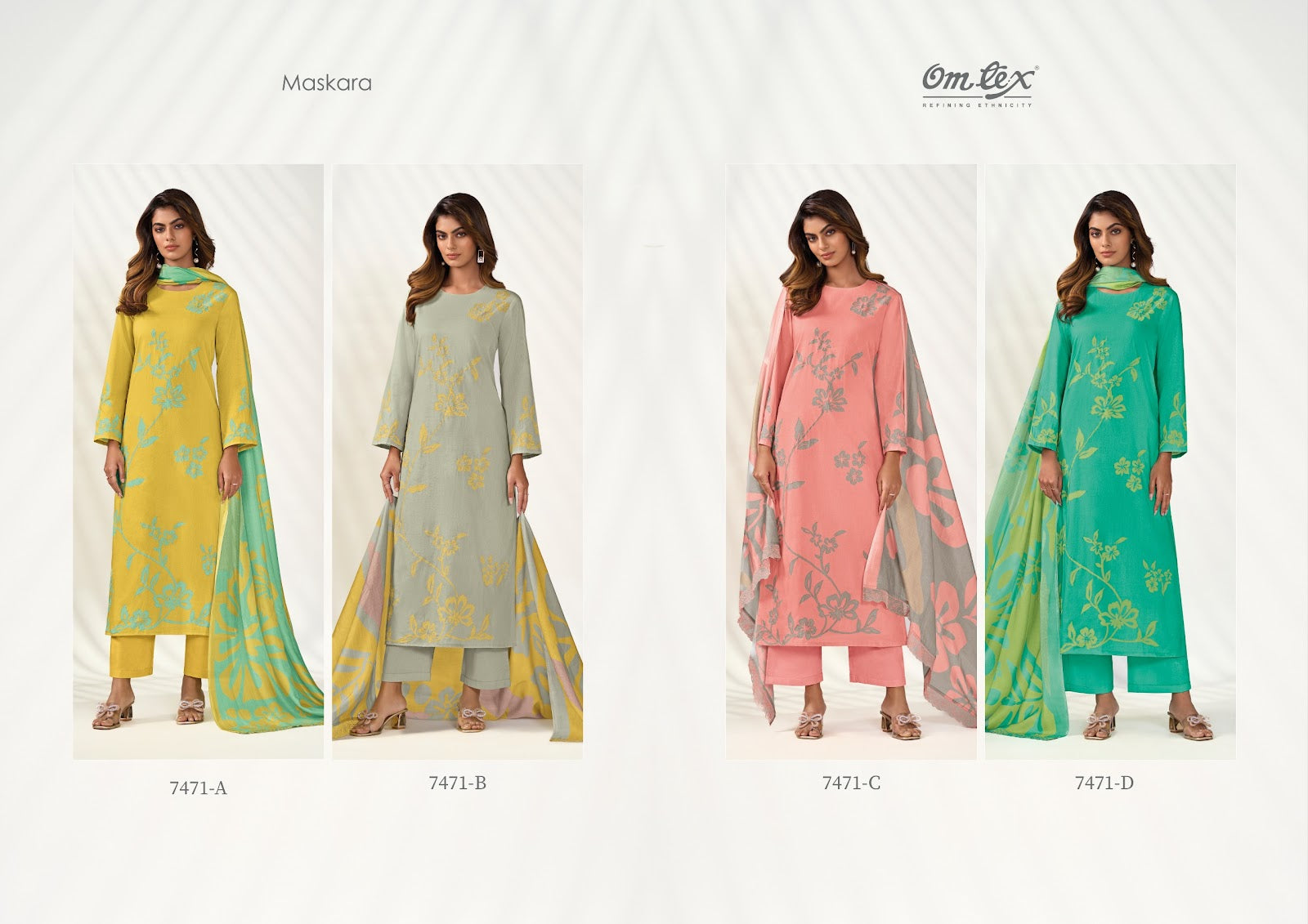 Maskara Omtex Lawn Cotton Pant Style Suits Exporter