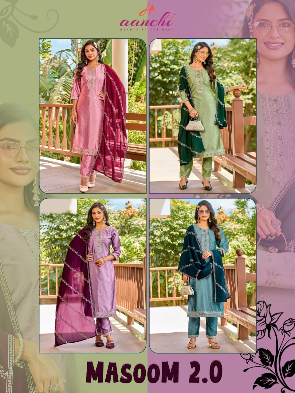 Masoom 2.0 Aanchi Crystal Silk Readymade Pant Style Suits Wholesaler Ahmedabad