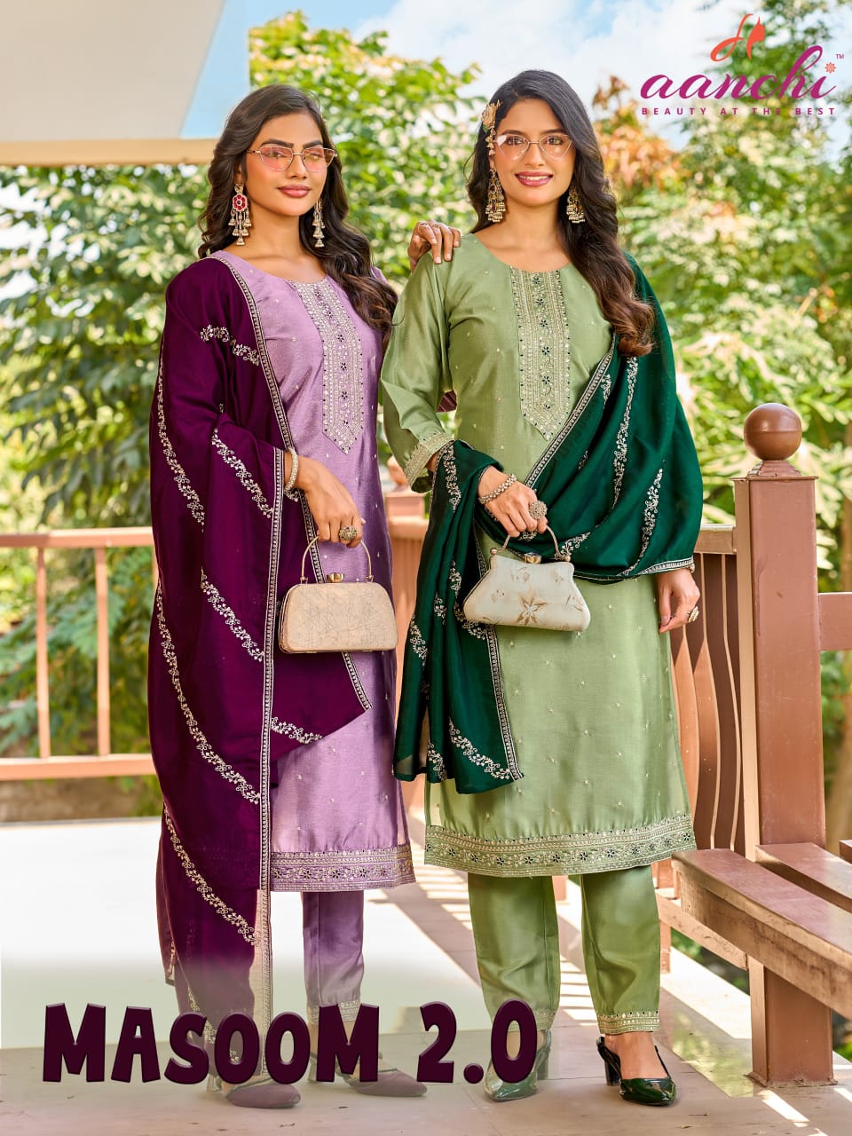 Masoom 2.0 Aanchi Crystal Silk Readymade Pant Style Suits Wholesaler Ahmedabad