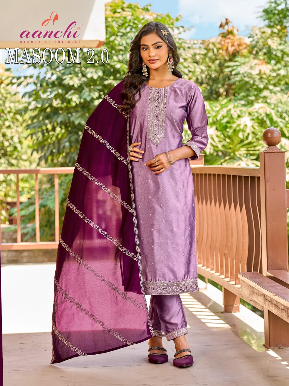 Masoom 2.0 Aanchi Crystal Silk Readymade Pant Style Suits Wholesaler Ahmedabad