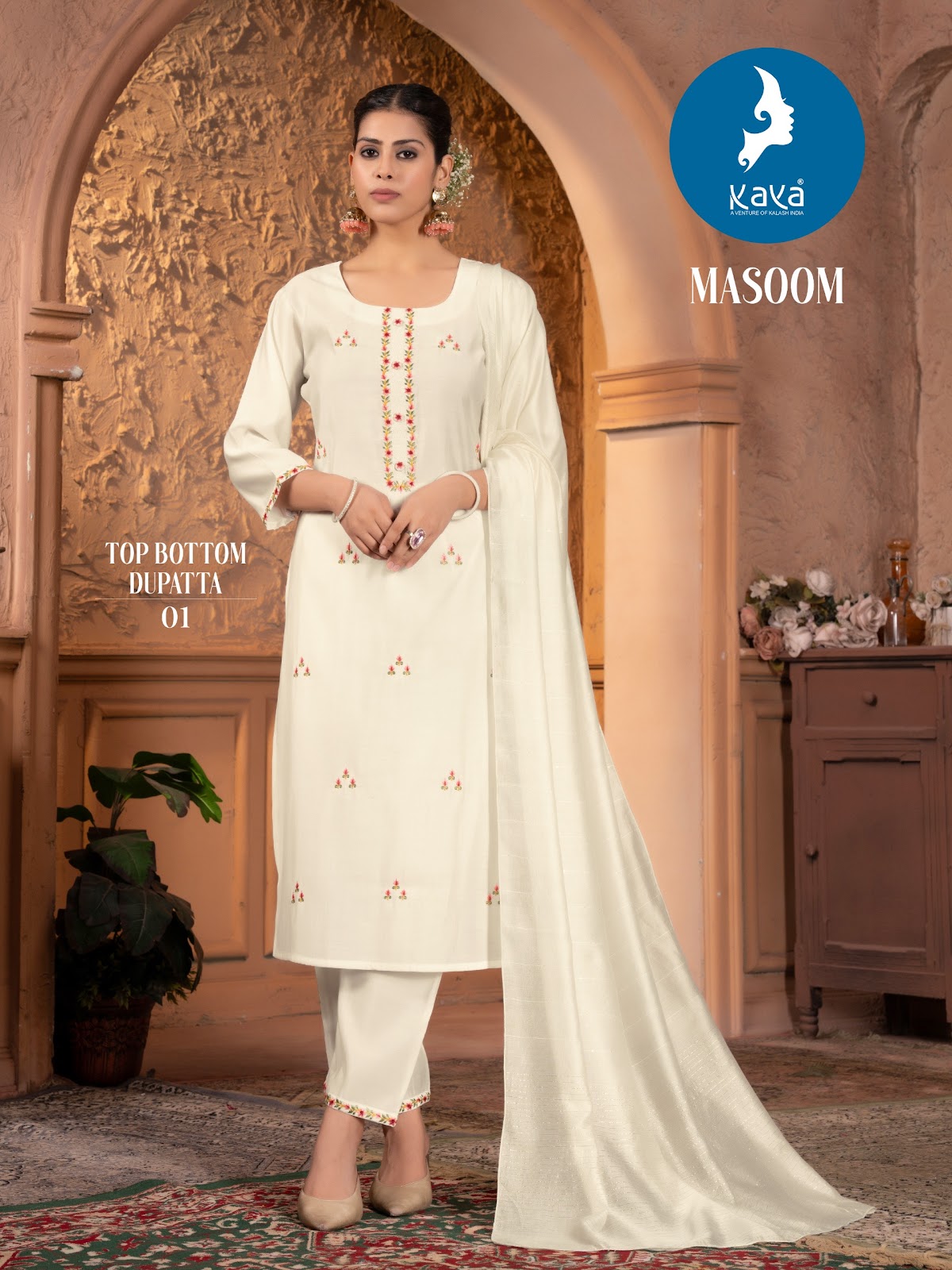 Masoom Kaya Roman Silk Readymade Pant Style Suits Manufacturer