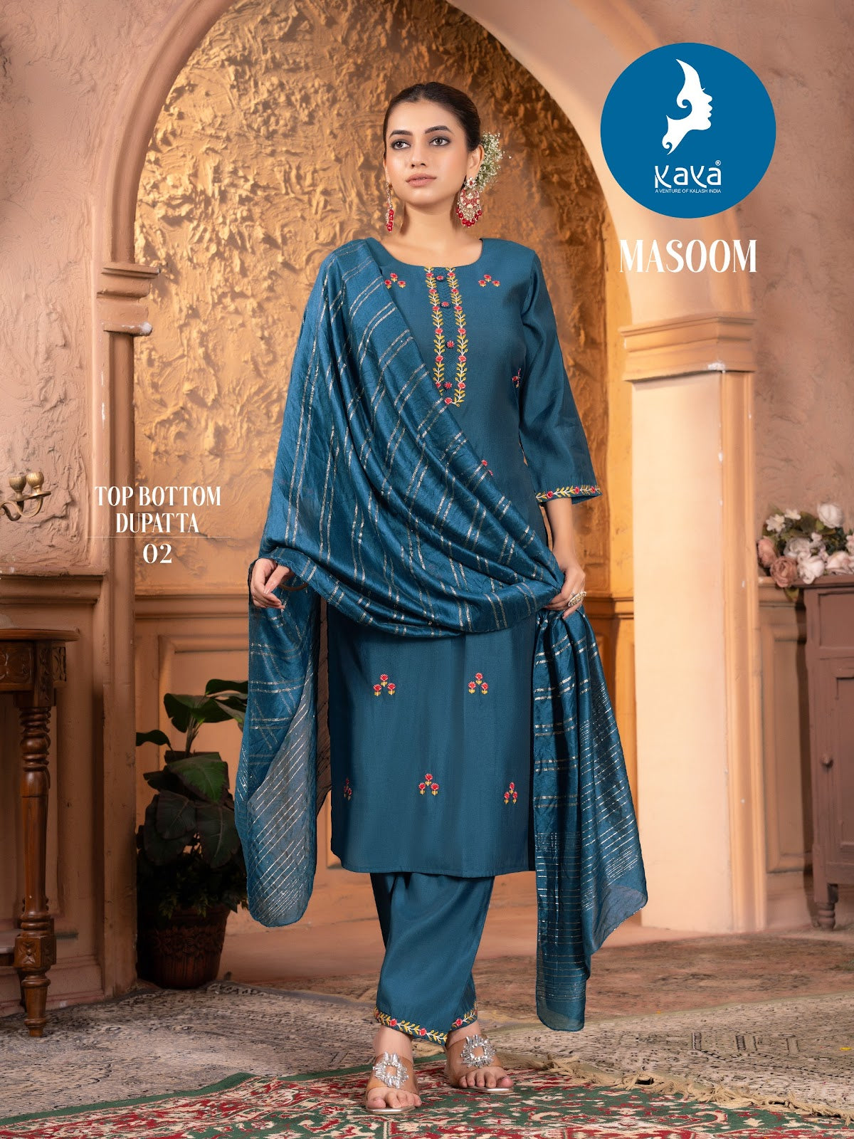 Masoom Kaya Roman Silk Readymade Pant Style Suits Manufacturer