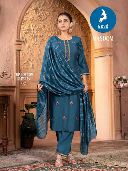 Masoom Kaya Roman Silk Readymade Pant Style Suits Manufacturer