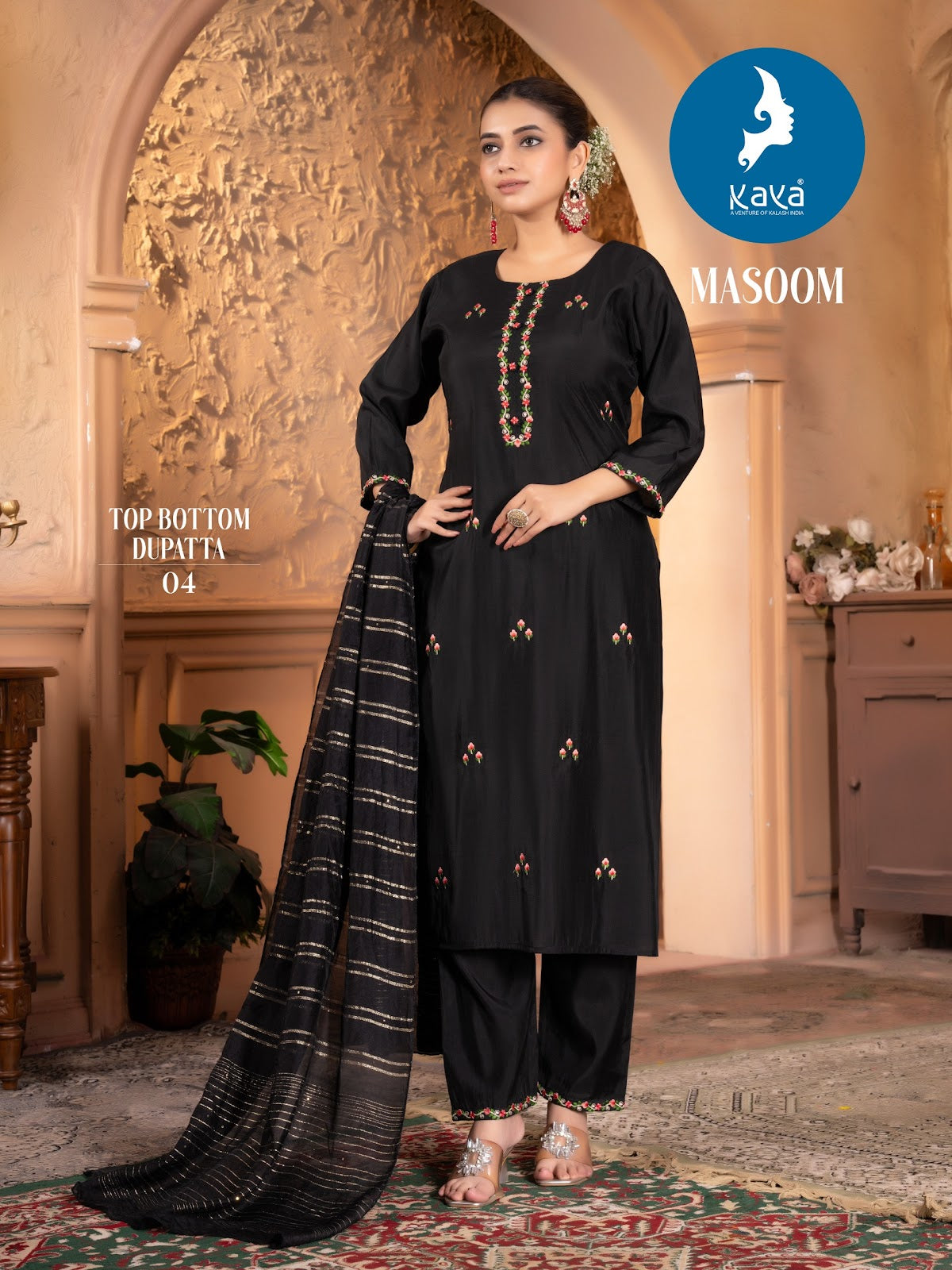 Masoom Kaya Roman Silk Readymade Pant Style Suits Manufacturer