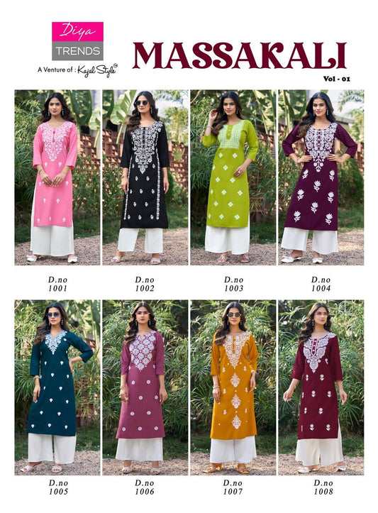 Massakali Diya Trends Rayon Kurti Plazzo Set Wholesale Price