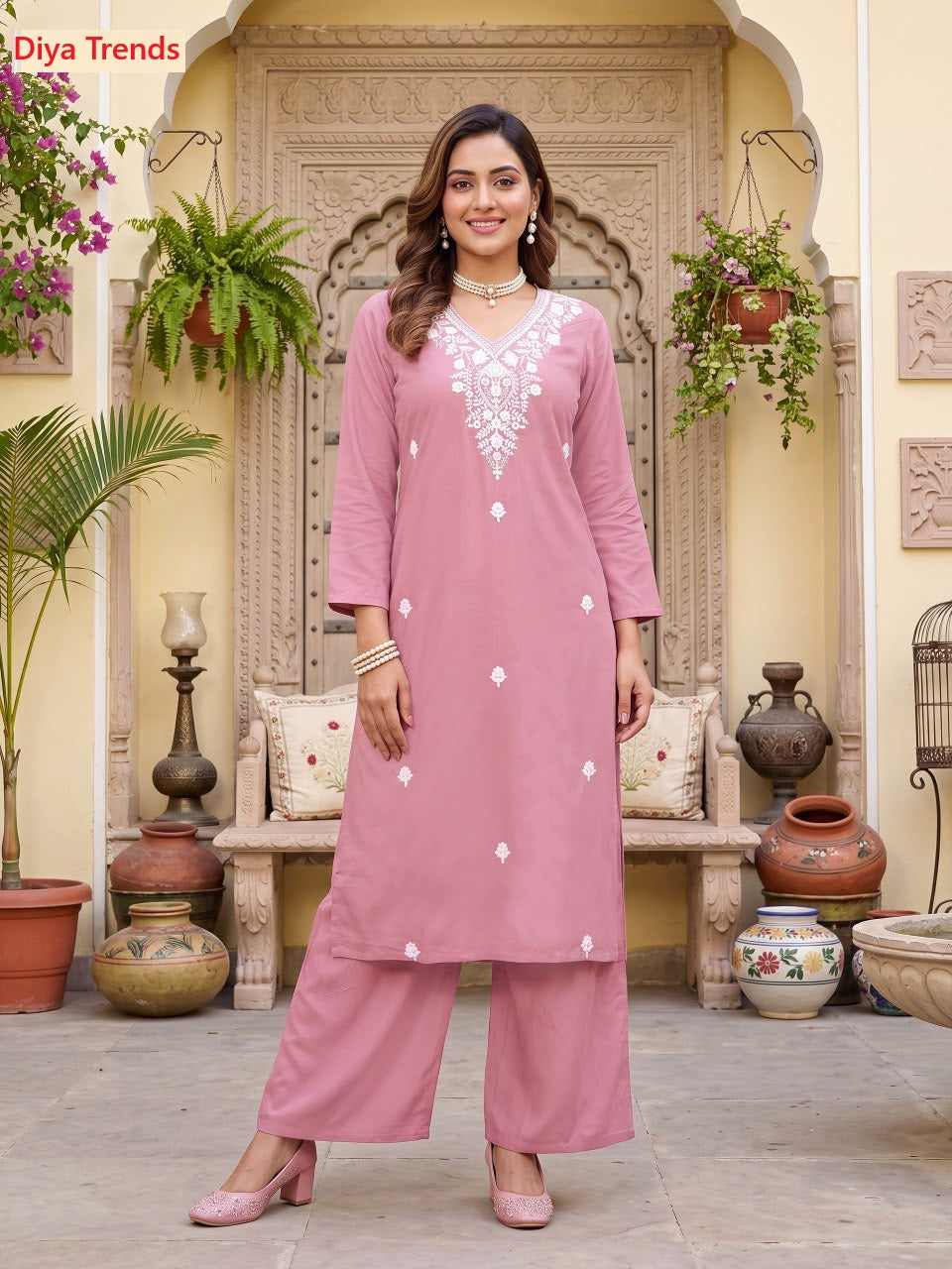 Massakali Vol 3 Diya Trends Rayon Kurti Plazzo Set Exporter Ahmedabad