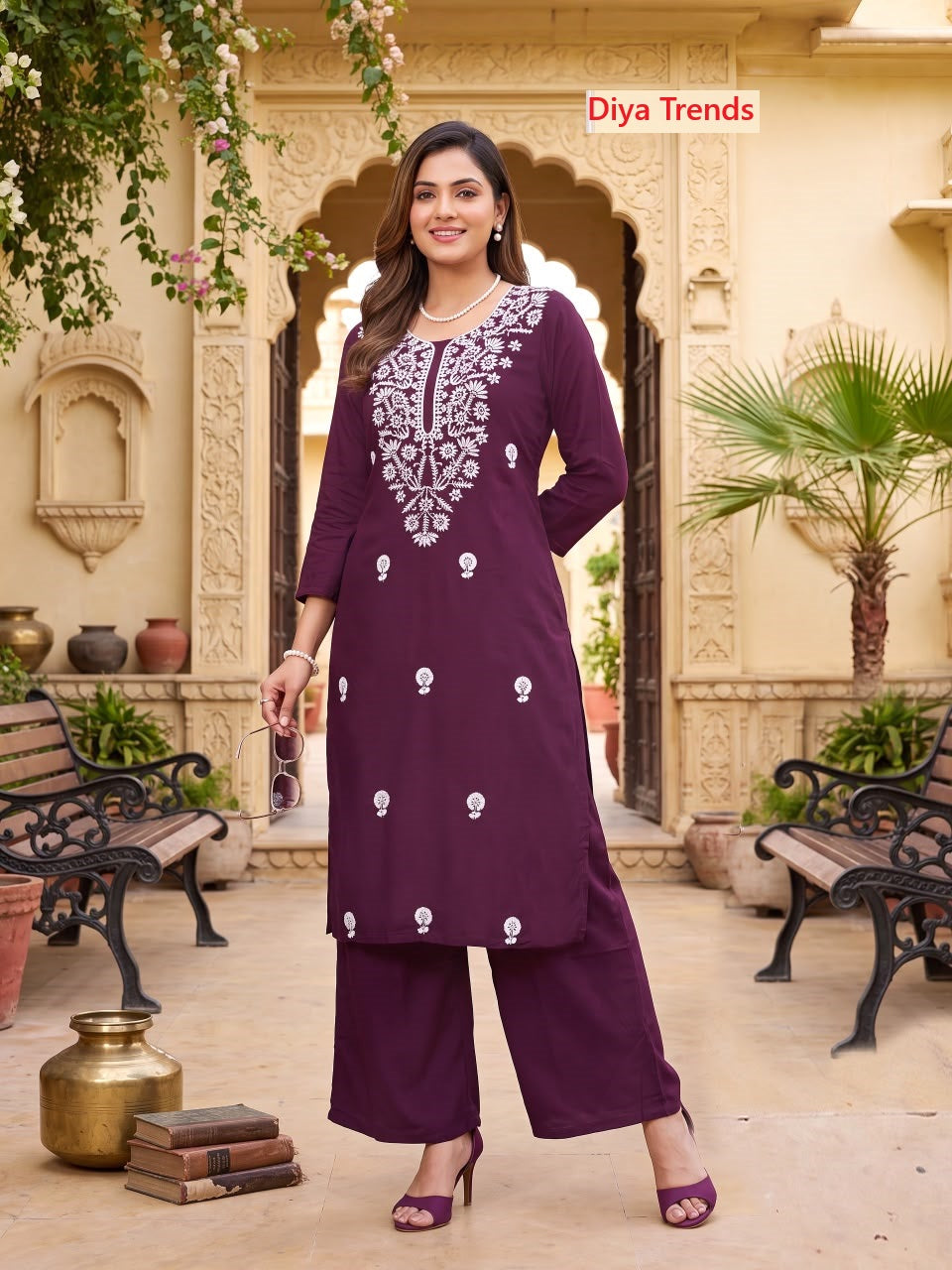 Massakali Vol 3 Diya Trends Rayon Kurti Plazzo Set Exporter Ahmedabad