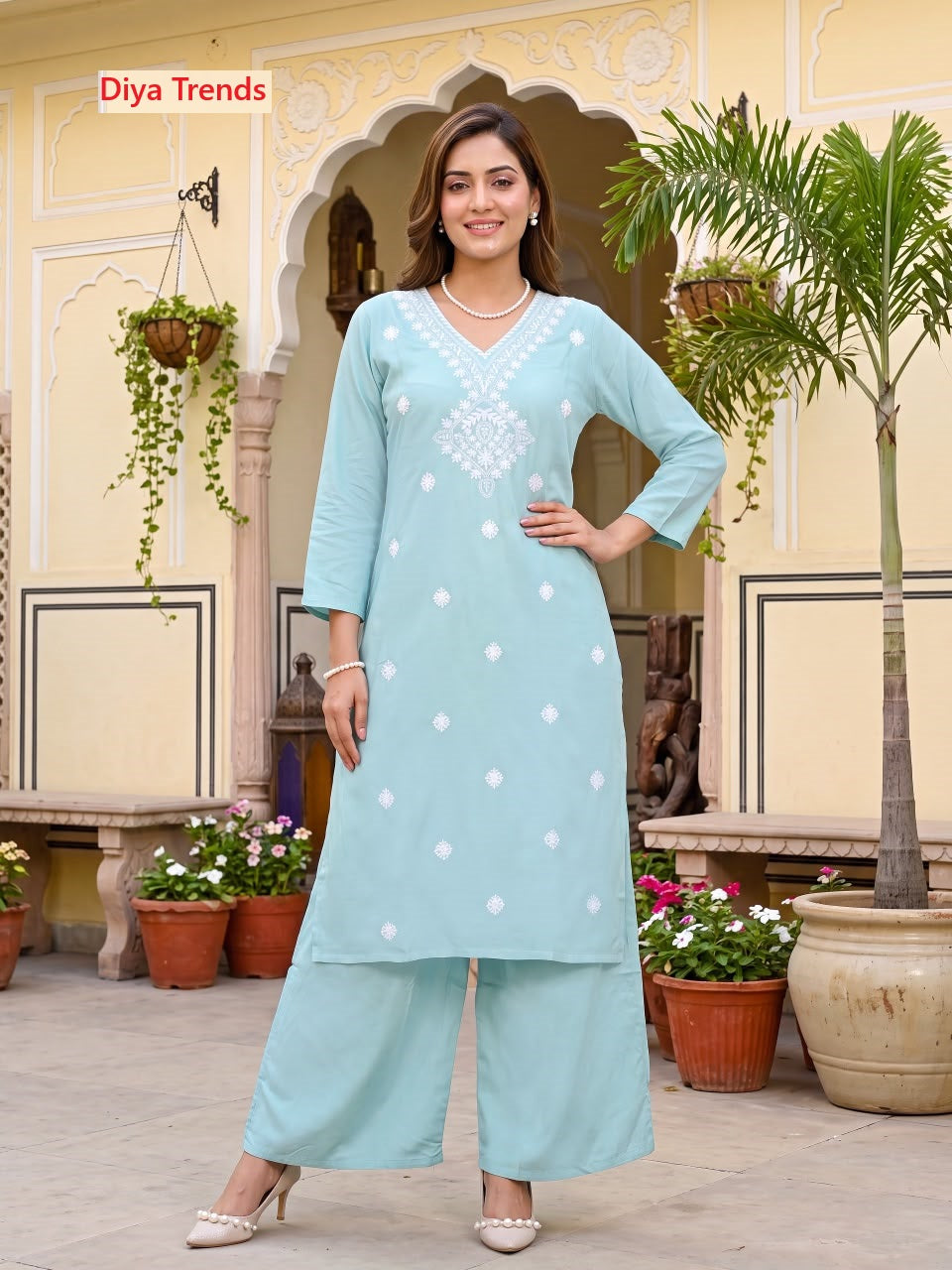 Massakali Vol 3 Diya Trends Rayon Kurti Plazzo Set Exporter Ahmedabad