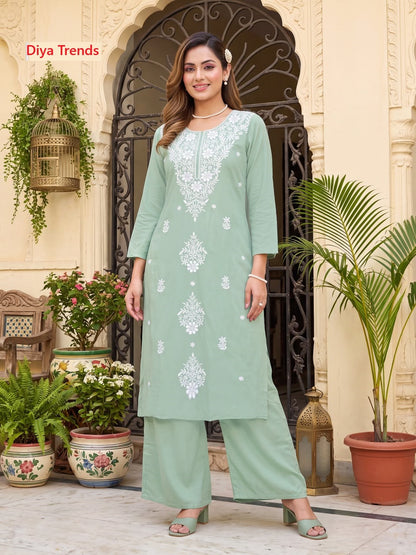 Massakali Vol 3 Diya Trends Rayon Kurti Plazzo Set Exporter Ahmedabad