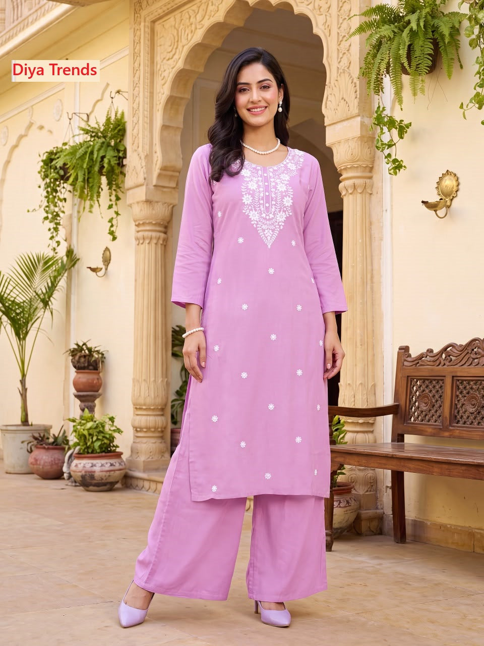 Massakali Vol 3 Diya Trends Rayon Kurti Plazzo Set Exporter Ahmedabad