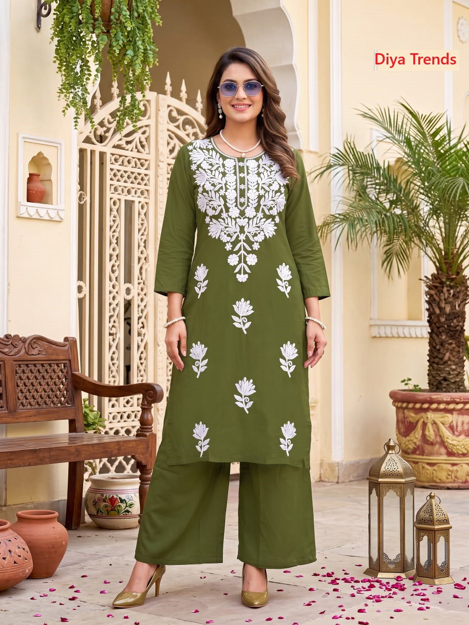 Massakali Vol 3 Diya Trends Rayon Kurti Plazzo Set Exporter Ahmedabad
