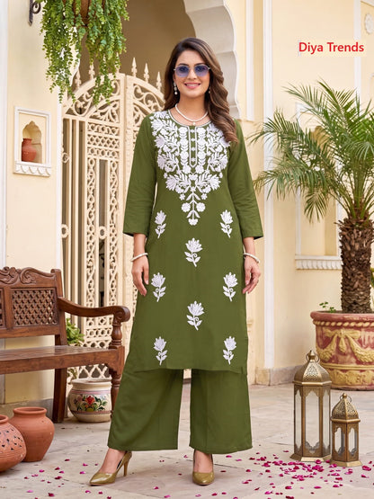 Massakali Vol 3 Diya Trends Rayon Kurti Plazzo Set Exporter Ahmedabad
