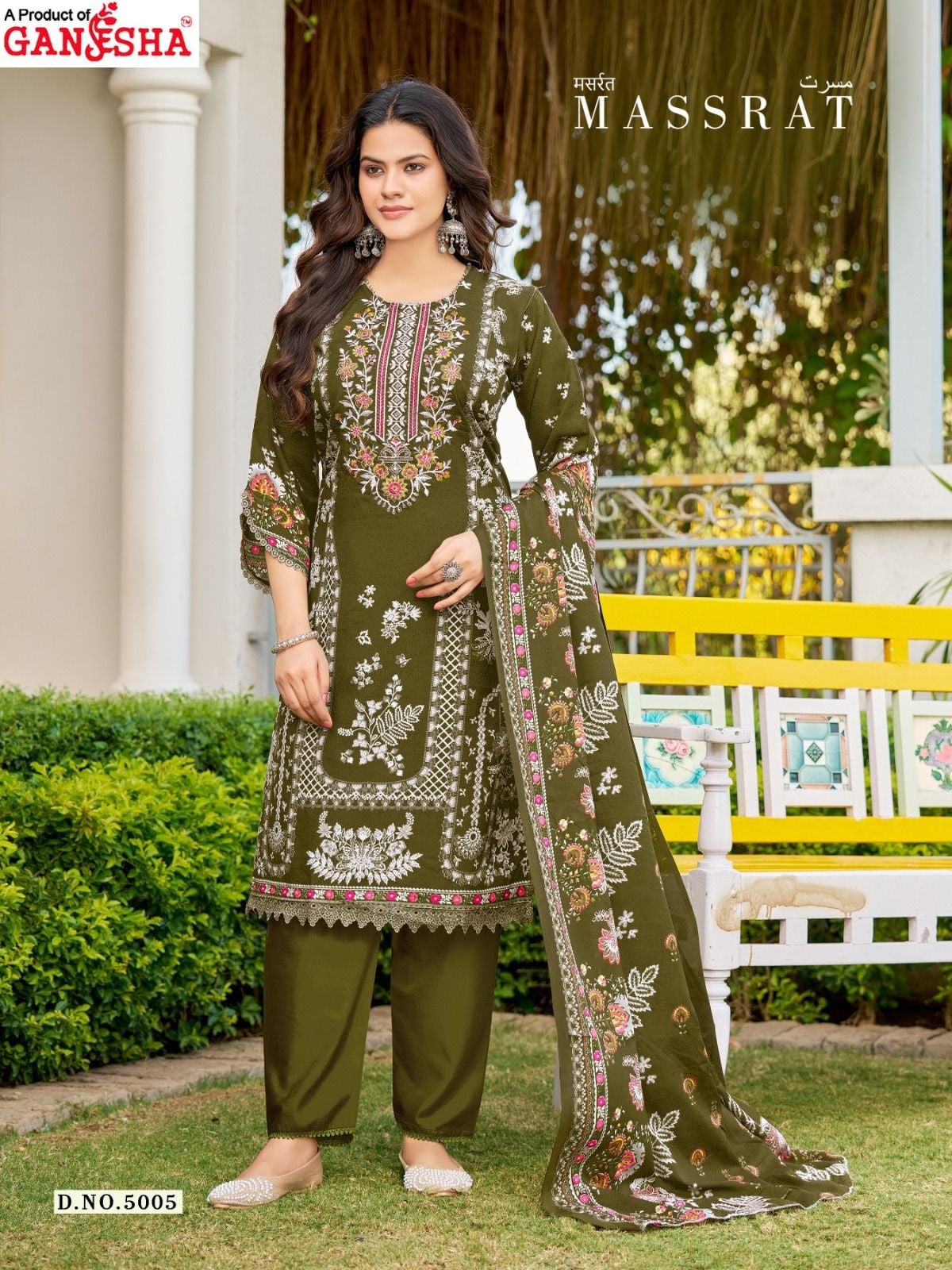 Massrat Vol 5 Ganesha Mix Cotton Karachi Salwar Suits Supplier Ahmedabad