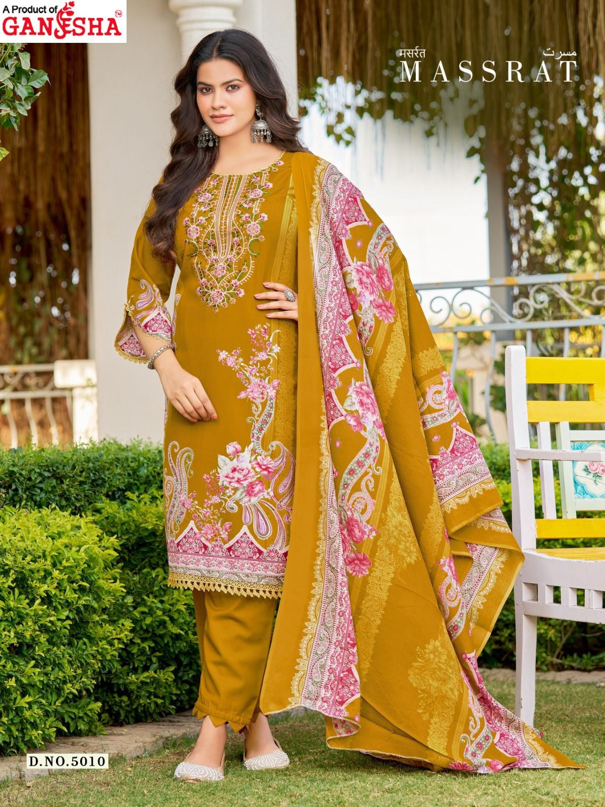 Massrat Vol 5 Ganesha Mix Cotton Karachi Salwar Suits Supplier Ahmedabad