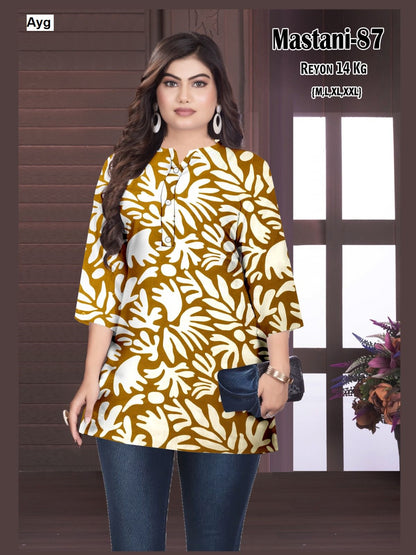 Mastani Ayg Rayon 14Kg Short Kurtis Exporter Ahmedabad