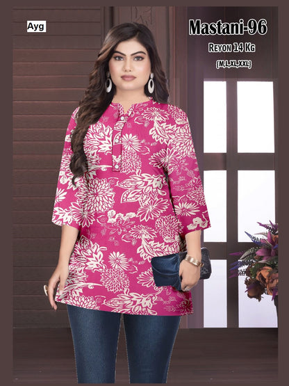 Mastani Ayg Rayon 14Kg Short Kurtis Exporter Ahmedabad