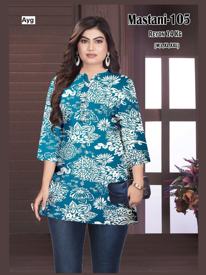 Mastani Ayg Rayon 14Kg Short Kurtis Exporter Ahmedabad