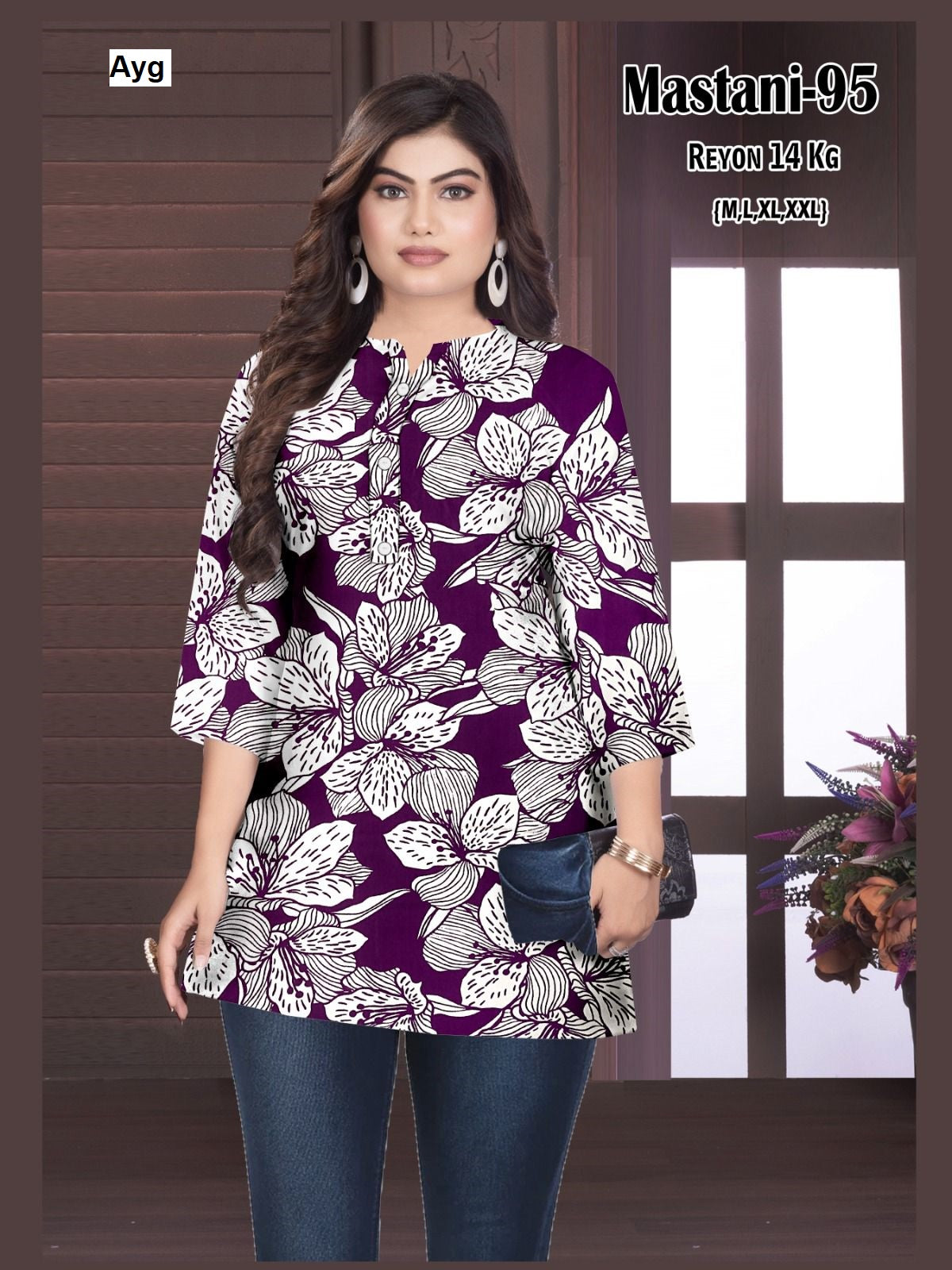 Mastani Ayg Rayon 14Kg Short Kurtis Exporter Ahmedabad