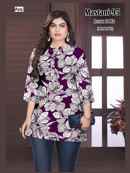 Mastani Ayg Rayon 14Kg Short Kurtis Exporter Ahmedabad