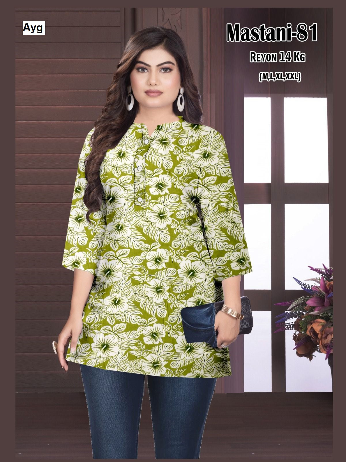 Mastani Ayg Rayon 14Kg Short Kurtis Exporter Ahmedabad