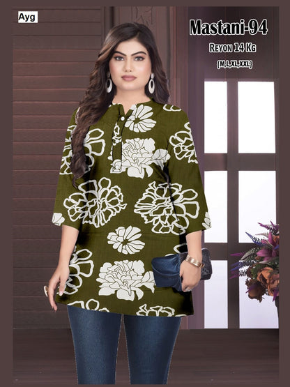 Mastani Ayg Rayon 14Kg Short Kurtis Exporter Ahmedabad
