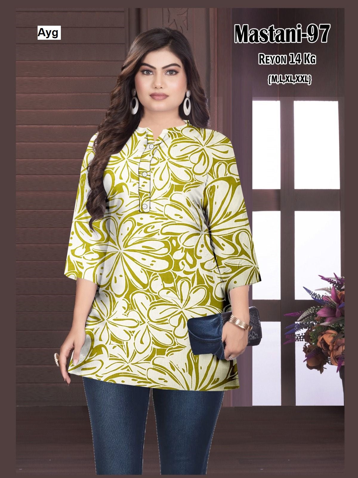 Mastani Ayg Rayon 14Kg Short Kurtis Exporter Ahmedabad