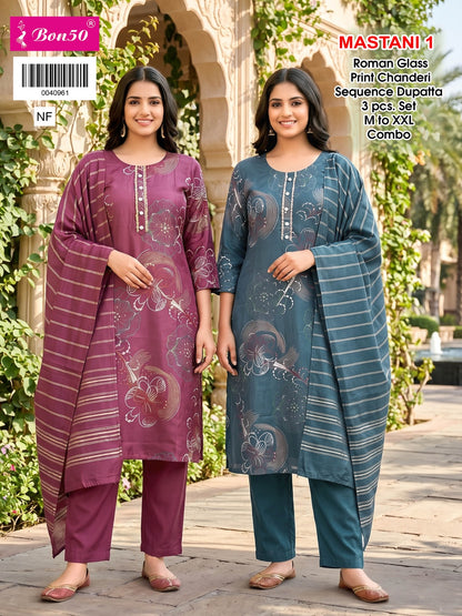 Mastani Bon50 Roman Readymade Pant Style Suits Wholesaler India