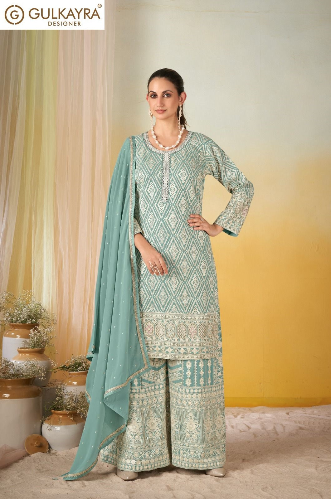 Mastani Gulkayra Designer Georgette Readymade Plazzo Style Suits Wholesaler