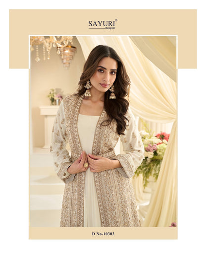 Mastani With Jacket Sayuri Chinnon Silk One Piece Gown Wholesaler Ahmedabad