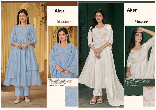 Master Aksr Mull Chanderi Readymade Anarkali Suits Wholesale Price