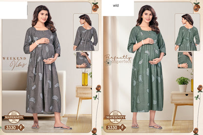 मातृत्व 310325 Wld भारी रेयान फीडिंग नाइट गाउन निर्यातक भारत