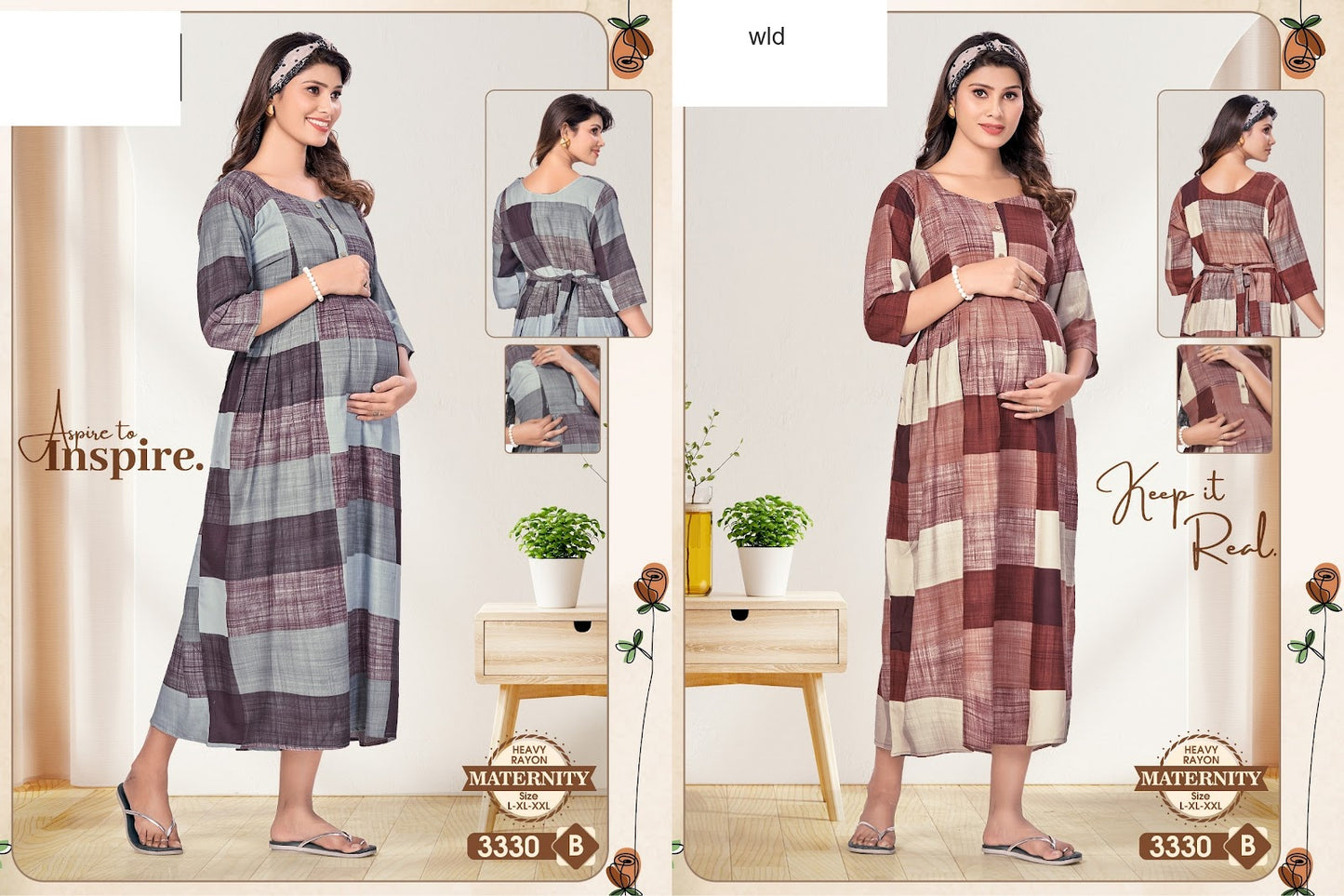 मातृत्व 310325 Wld भारी रेयान फीडिंग नाइट गाउन निर्यातक भारत