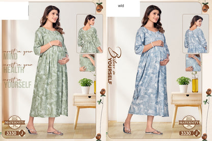 Maternity 310325 Wld Heavy Rayon Feeding Night Gown Exporter India