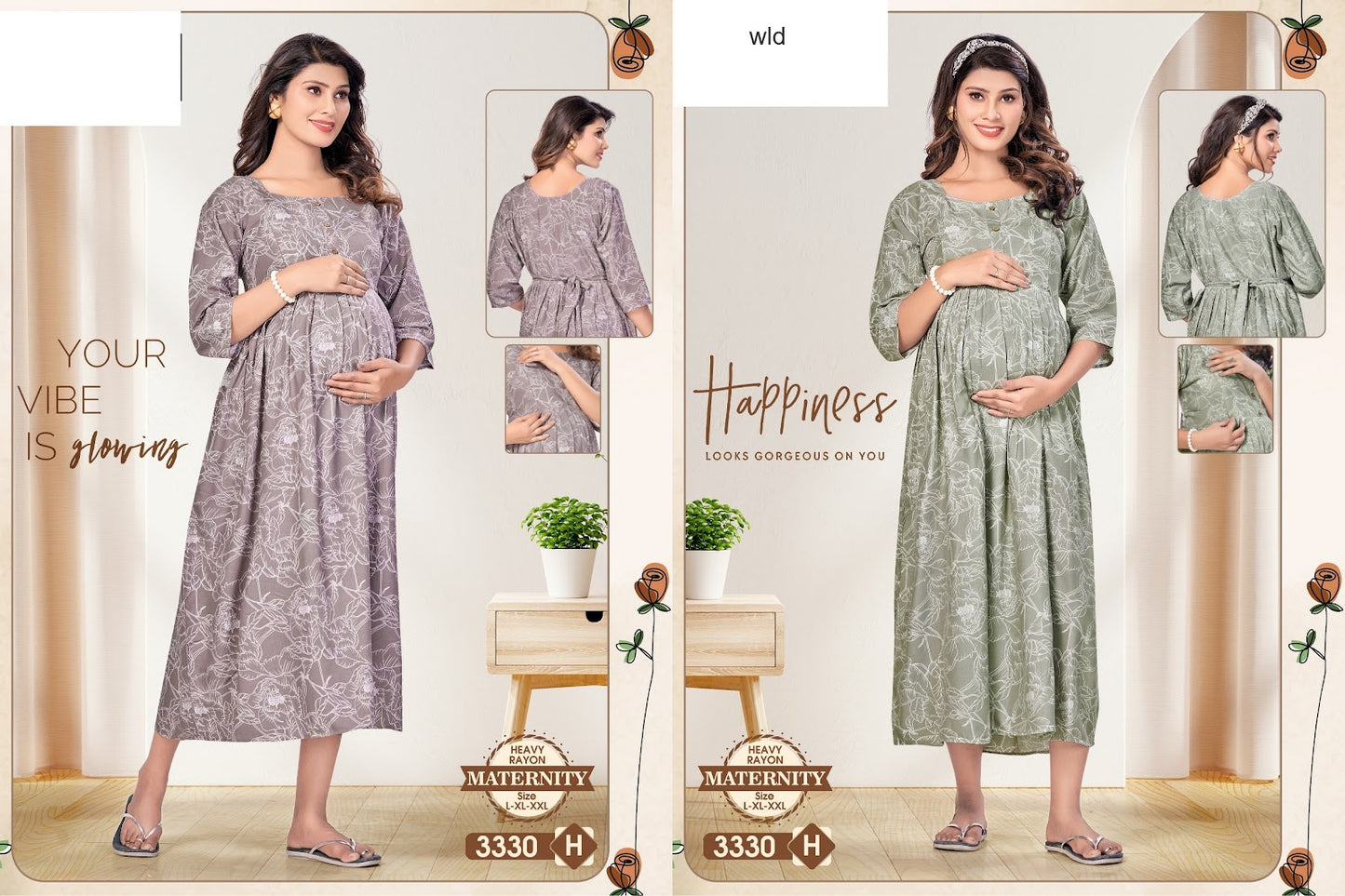 मातृत्व 310325 Wld भारी रेयान फीडिंग नाइट गाउन निर्यातक भारत