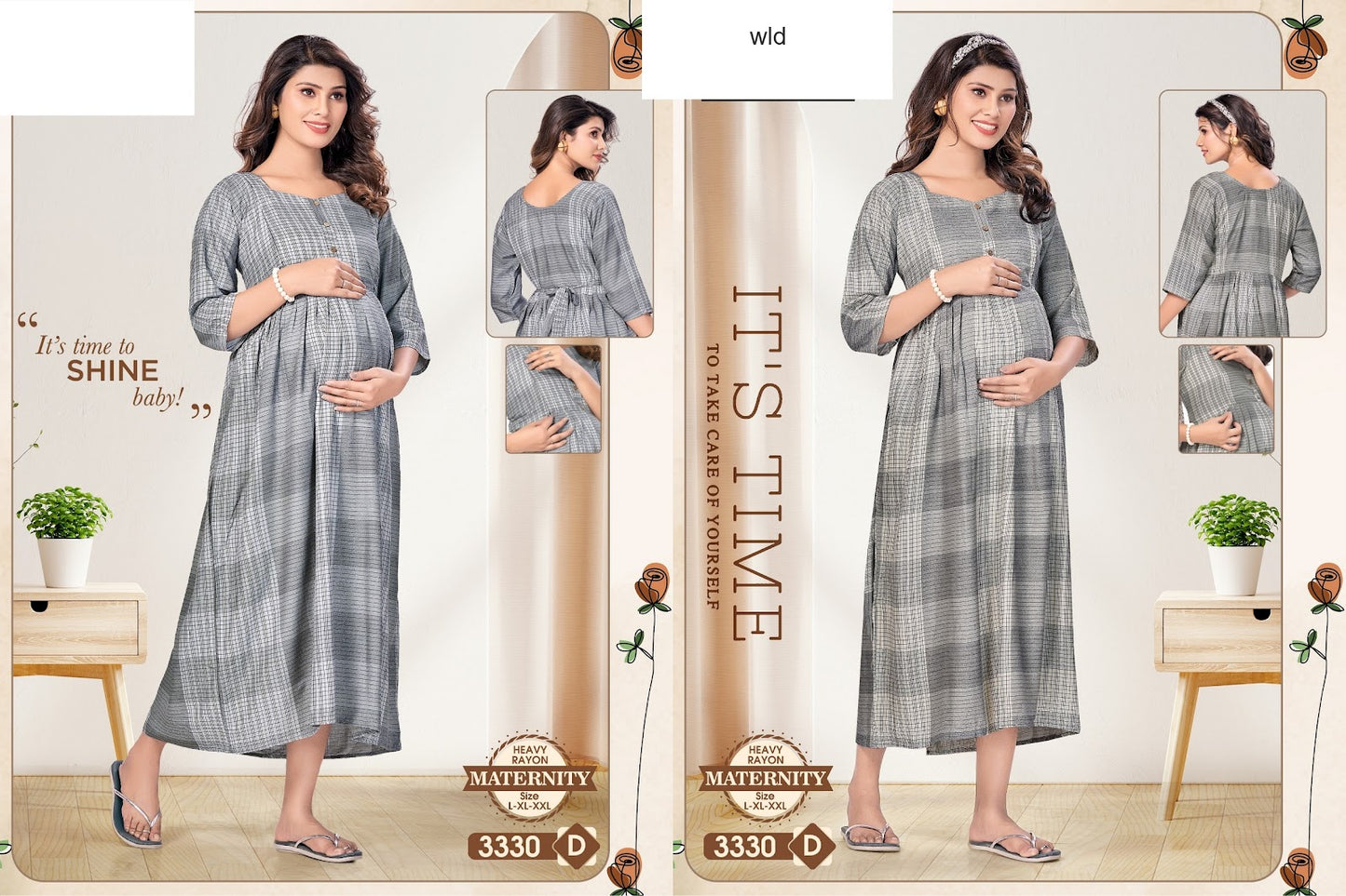 मातृत्व 310325 Wld भारी रेयान फीडिंग नाइट गाउन निर्यातक भारत