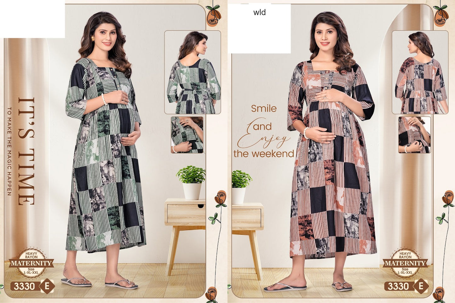 मातृत्व 310325 Wld भारी रेयान फीडिंग नाइट गाउन निर्यातक भारत