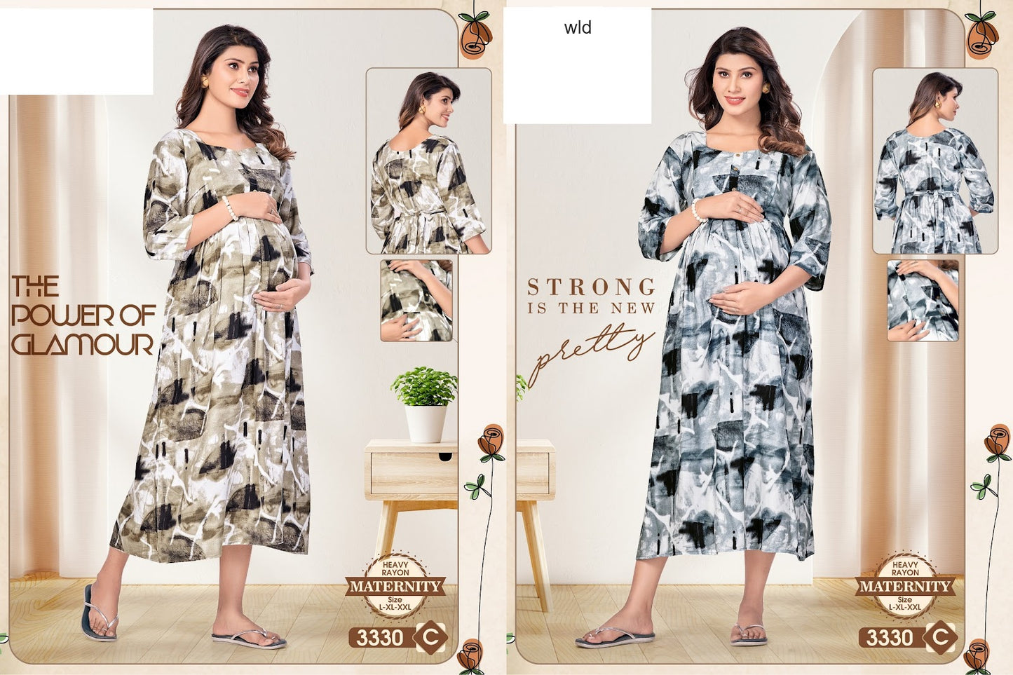 मातृत्व 310325 Wld भारी रेयान फीडिंग नाइट गाउन निर्यातक भारत