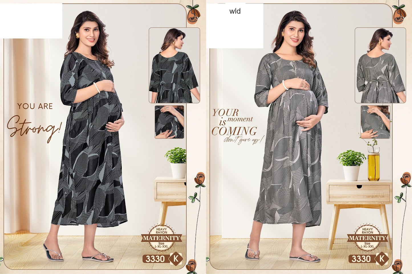 मातृत्व 310325 Wld भारी रेयान फीडिंग नाइट गाउन निर्यातक भारत