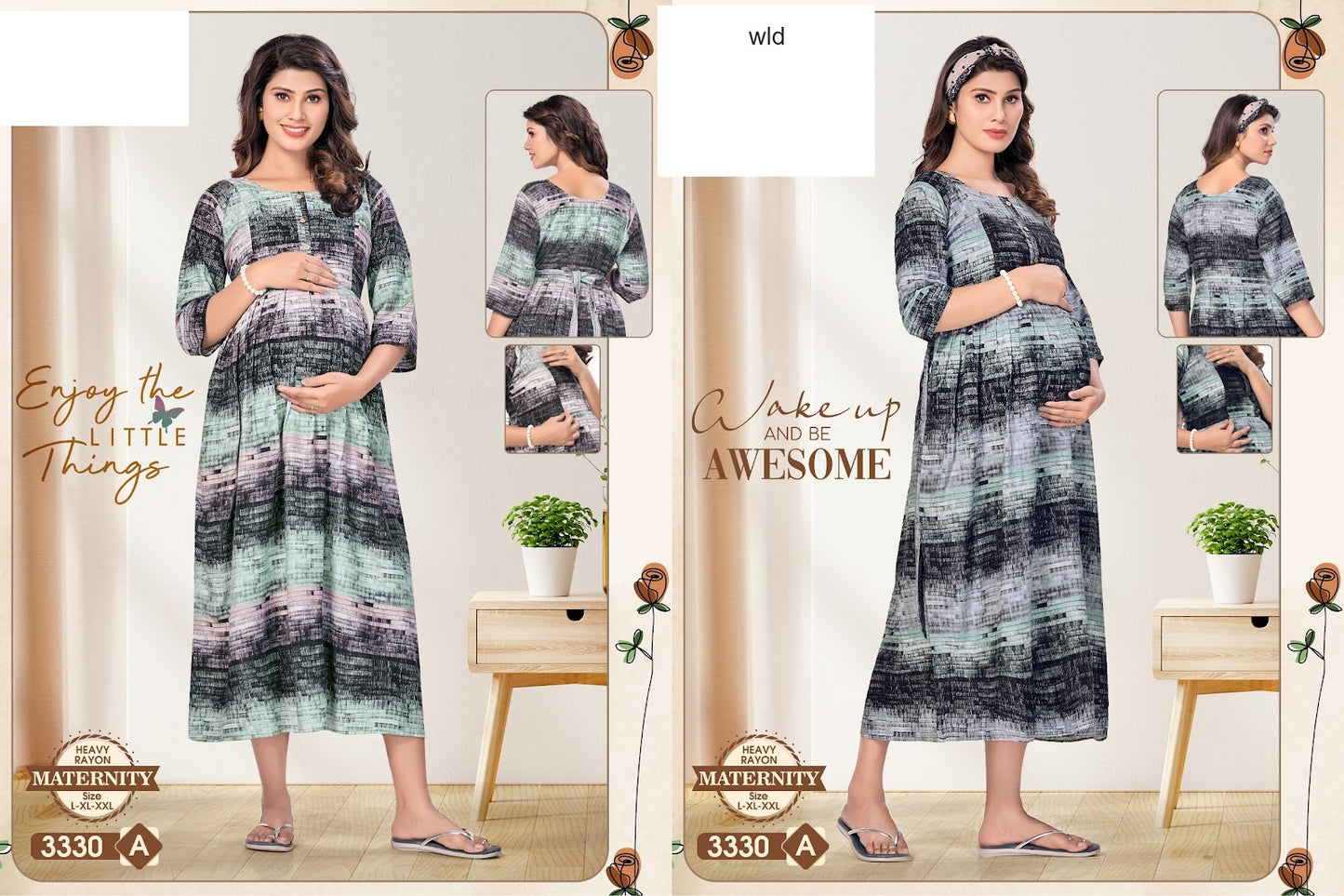 मातृत्व 310325 Wld भारी रेयान फीडिंग नाइट गाउन निर्यातक भारत