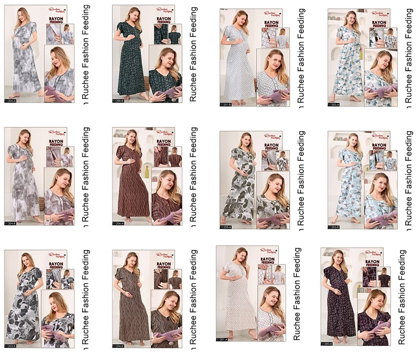 Maternity Rayon Ruchee Fashion Feeding Night Gown Wholesale Price